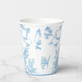 Blauw-wit Toile de Jouy Baby shower Papieren Bekers (Rechts)