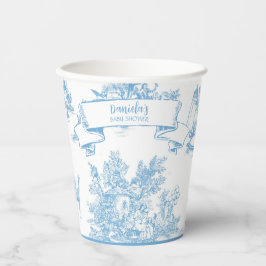 Blauw-wit Toile de Jouy Baby shower Papieren Bekers