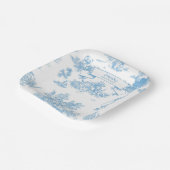 Blauw-wit Toile de Jouy Baby shower Papieren Bordje (Gebogen)