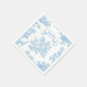 Blauw-wit Toile de Jouy Baby shower Servet (Hoek)
