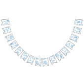 Blauw-wit Toile de Jouy Baby shower Vlaggetjes (Alle)