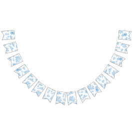 Blauw-wit Toile de Jouy Baby shower Vlaggetjes