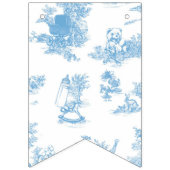 Blauw-wit Toile de Jouy Baby shower Vlaggetjes (Eerste vlag)