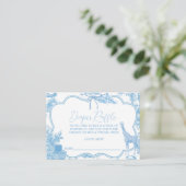 Blauw Wit Toile de Jouy Beer Baby shower Luier Informatiekaartje (Staand voorkant)