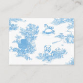 Blauw Wit Toile de Jouy Beer Baby shower Luier Informatiekaartje (Achterkant)