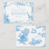 Blauw Wit Toile de Jouy Beer Baby shower Luier Informatiekaartje (Voorkant / Achterkant)