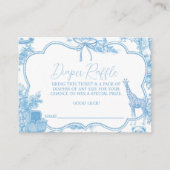 Blauw Wit Toile de Jouy Beer Baby shower Luier Informatiekaartje (Voorkant)