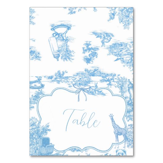 Blauw Wit Toile de Jouy Frans Tafelnummer (Voorkant)
