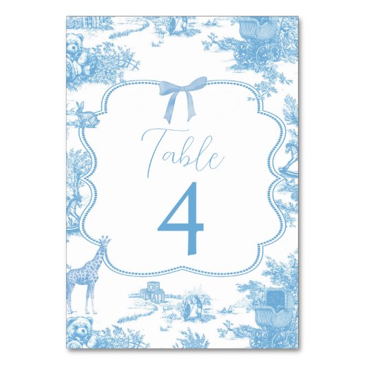 Blauw Wit Toile de Jouy Frans Tafelnummer (Voorkant)