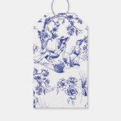Blauw-wit Toile de Jouy Vrijgezellenfeest Cadeaulabel (Achterkant)