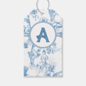 Blauw-wit Toile de Jouy Vrijgezellenfeest Cadeaulabel (Voorkant)