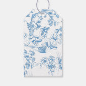 Blauw-wit Toile de Jouy Vrijgezellenfeest Cadeaulabel (Achterkant)