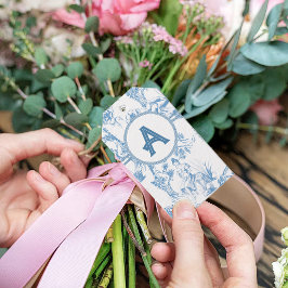 Blauw-wit Toile de Jouy Vrijgezellenfeest Cadeaulabel