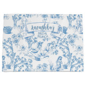 Blauw-wit Toile de Jouy Vrijgezellenfeest Groot Cadeauzakje (Voorkant)