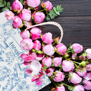 Blauw-wit Toile de Jouy Vrijgezellenfeest Groot Cadeauzakje