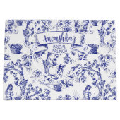 Blauw-wit Toile de Jouy Vrijgezellenfeest Groot Cadeauzakje (Voorkant)