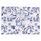 Blauw-wit Toile de Jouy Vrijgezellenfeest Groot Cadeauzakje (Achterkant)