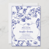 Blauw-wit Toile de Jouy Vrijgezellenfeest Kaart (Voorkant)