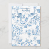 Blauw-wit Toile de Jouy Vrijgezellenfeest Kaart (Achterkant)