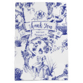 Blauw-wit Toile de Jouy Vrijgezellenfeest Medium Cadeauzakje (Achterkant)