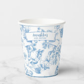 Blauw-wit Toile de Jouy Vrijgezellenfeest Papieren Bekers (Voorkant)