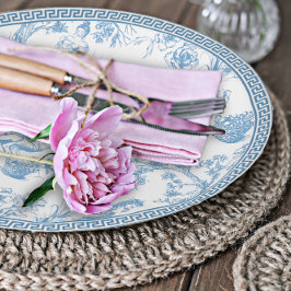 Blauw-wit Toile de Jouy Vrijgezellenfeest Papieren Bordje