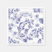 Blauw-wit Toile de Jouy Vrijgezellenfeest Servet (Voorkant)