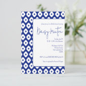 Blauw & Wit Traditioneel Thai Ikat Vrijgezellenfee Kaart (Staand voorkant)