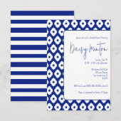 Blauw & Wit Traditioneel Thai Ikat Vrijgezellenfee Kaart (Voorkant / Achterkant)