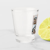 Blauw-Wit Trendy Fotocollage met Monogram Shot Glas (Links)