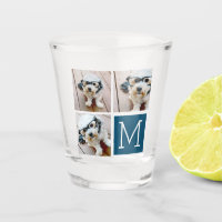 Blauw-Wit Trendy Fotocollage met Monogram