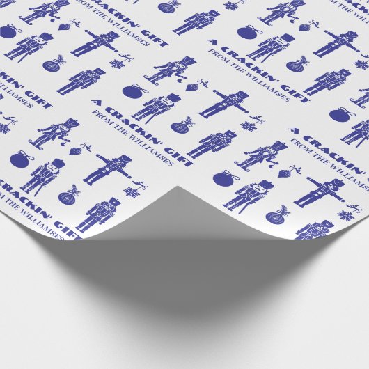 Blauw & Wit Trendy Notenkraker Crackin' Gift Cadeaupapier (Hoek)