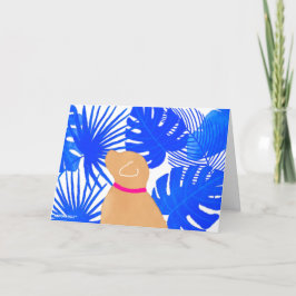 Blauw Wit Tropisch Eiland Geel Hond Kaart