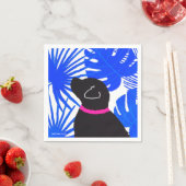 Blauw Wit Tropisch Eiland Zwart Hondenfeestje Serv Servet (Insitu)