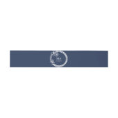 Blauw Wit Trouwkrans Monogram Uitnodigingen Wikkel (Vlak)