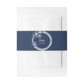 Blauw Wit Trouwkrans Monogram Uitnodigingen Wikkel (Voorkant Voorbeeld)
