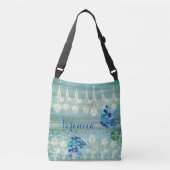 Blauw Wit Tulpen Vlinders Tas (Voorkant)