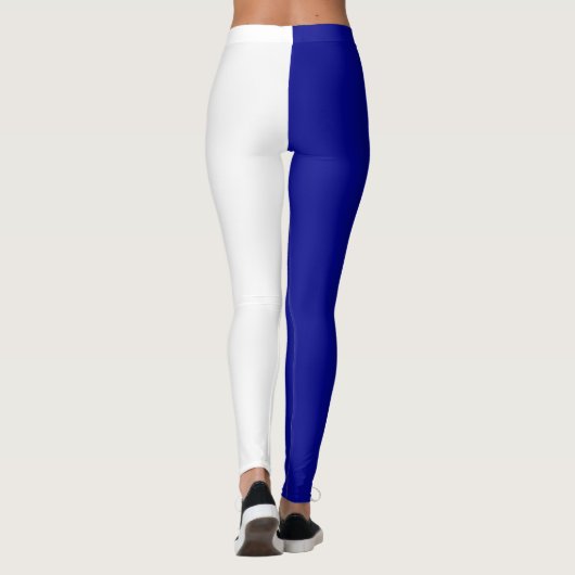 Blauw Wit Twee Tone Split Half Ontwerp Leggings (Achterkant)
