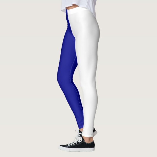 Blauw Wit Twee Tone Split Half Ontwerp Leggings (Links)