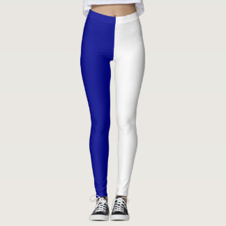 Blauw Wit Twee Tone Split Half Ontwerp Leggings