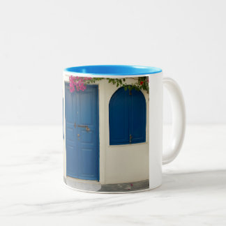 BLAUW - WIT TWEEKLEURIGE KOFFIEMOK