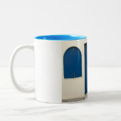 BLAUW - WIT TWEEKLEURIGE KOFFIEMOK (Links)
