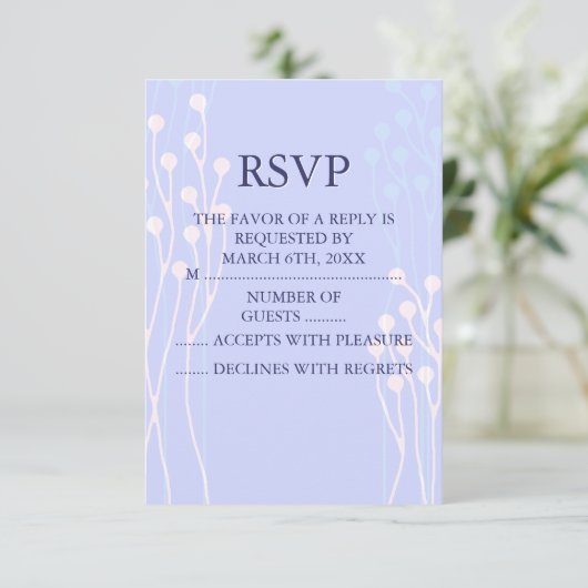 Blauw & Wit Twig Design RSVP (Staand voorkant)