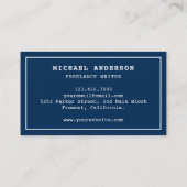 Blauw Wit Typewriter Professioneel Schrijver Visitekaartje (Achterkant)
