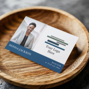 Blauw wit uw foto & Logo Professional Visitekaartje