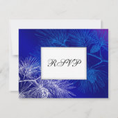 Blauw Wit Vakantie Pine Custom RSVP Kaarten (Voorkant)