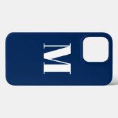Blauw-wit van het initiaal van monogram aanpassen Case-Mate iPhone case (Achterkant (horizontaal))