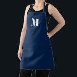 Blauw-wit van het initiaal van monogram aanpassen schort<br><div class="desc">Pas monogram initiaal marineblauw wit Schort Unisex aan. Verkrijgbaar in vele maten. Zeer geschikt voor koks,  koks,  aardewerk,  keramiek,  kunst en ambachten,  werk,  keuken,  koken,  bakken,  bbq,  grill,  en ook bedrijven en winkels,  enz</div>