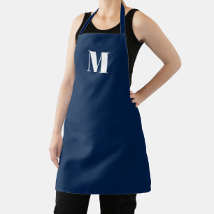 Blauw-wit van het initiaal van monogram aanpassen schort
