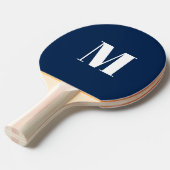 Blauw-wit van het initiaal van monogram aanpassen tafeltennisbatje (Voorkant Gekanteld)